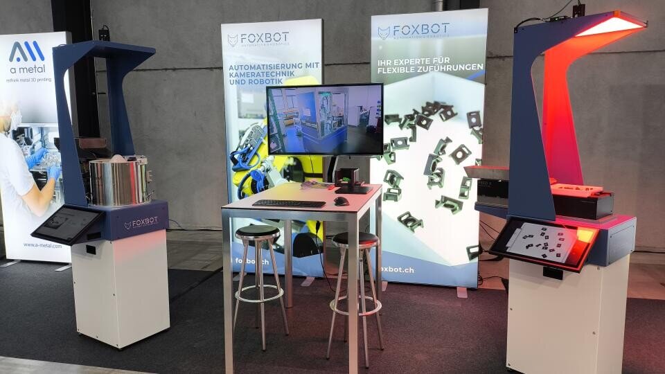 Flexible Zuführung von Schüttgut live am Foxbot Stand